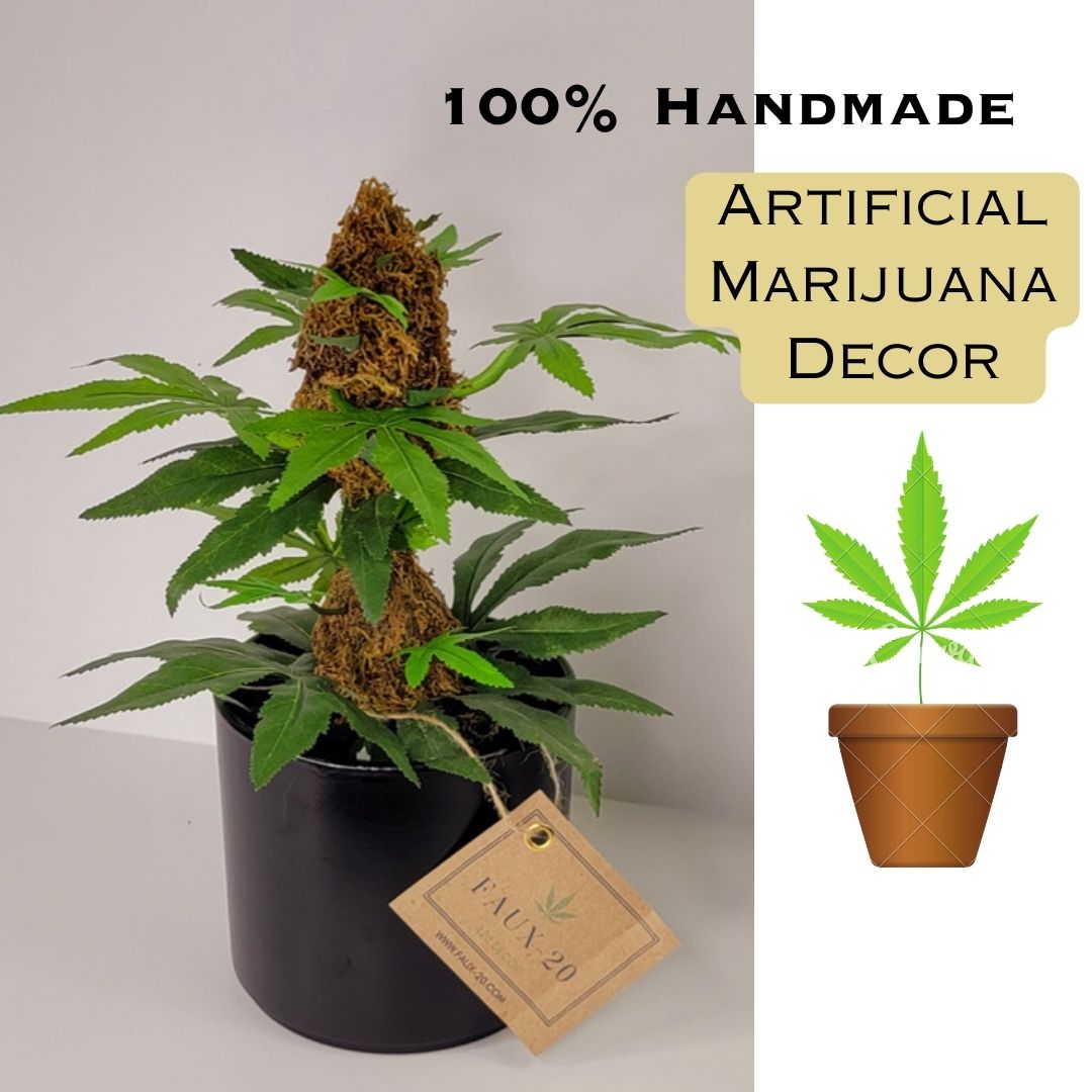 Artificial Marijuana Plant Fake weed 420 Decor Kush Fake Weed Plant (10" inch) - FAUX - 20 Decor