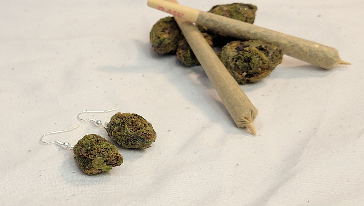 Faux Nug Earrings – Realistic Fake Weed Bud Jewelry | Cannabis - Inspired 420 Gift | Funny Stoner Accessory - FAUX - 20 Decor420 gift ideascannabis fashion