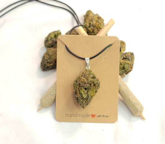 Faux Nug Pendant Necklace – Handmade Weed Bud Jewelry | 420 Gift | Cannabis - Inspired Festival Accessory | Brown Cord Necklace 20” - FAUX - 20 Decor420 gift420 gift ideas