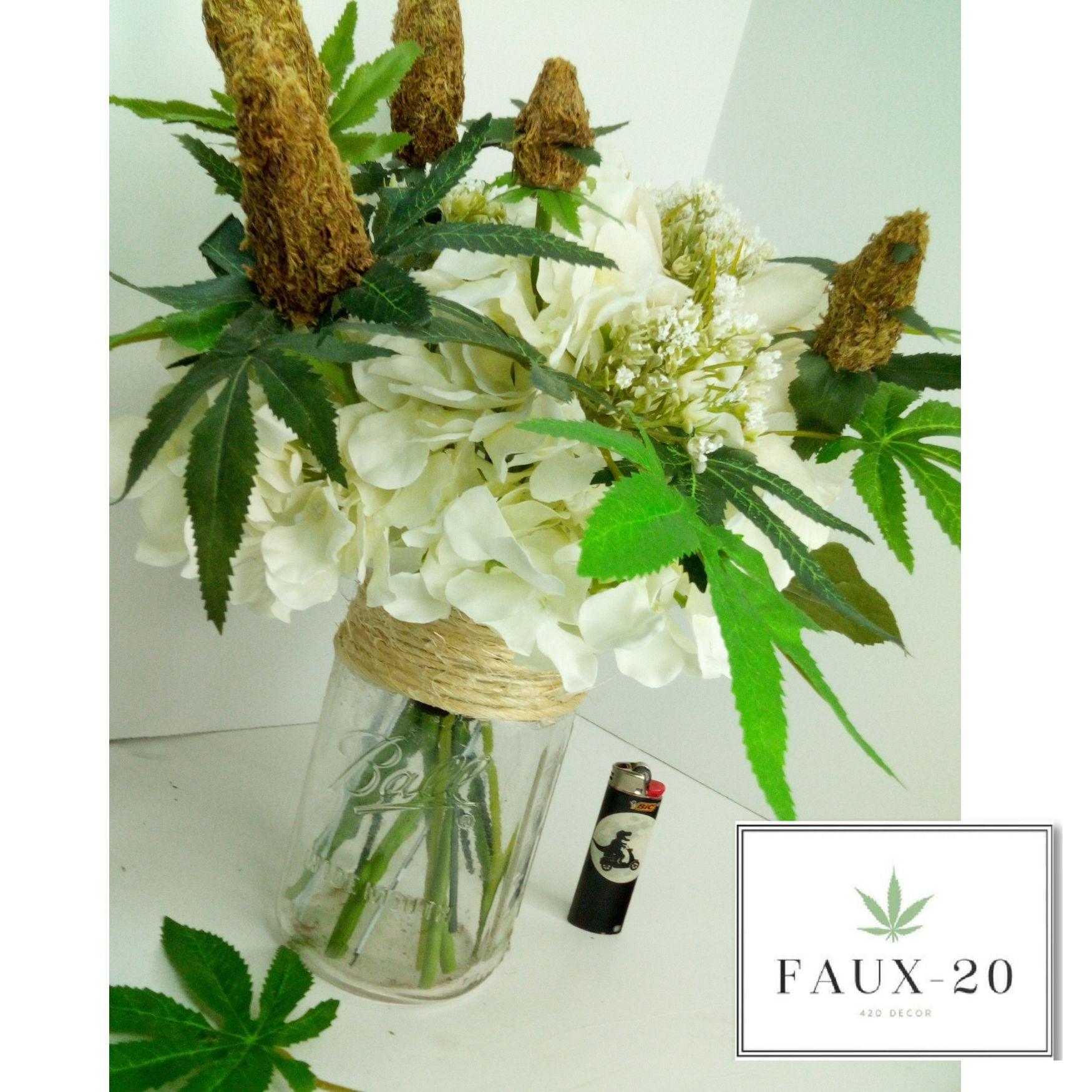 Stoner Weed Wedding Centerpiece Bouquet Fake Weed Artificial Marijuana Cannabis - FAUX-20 Decor