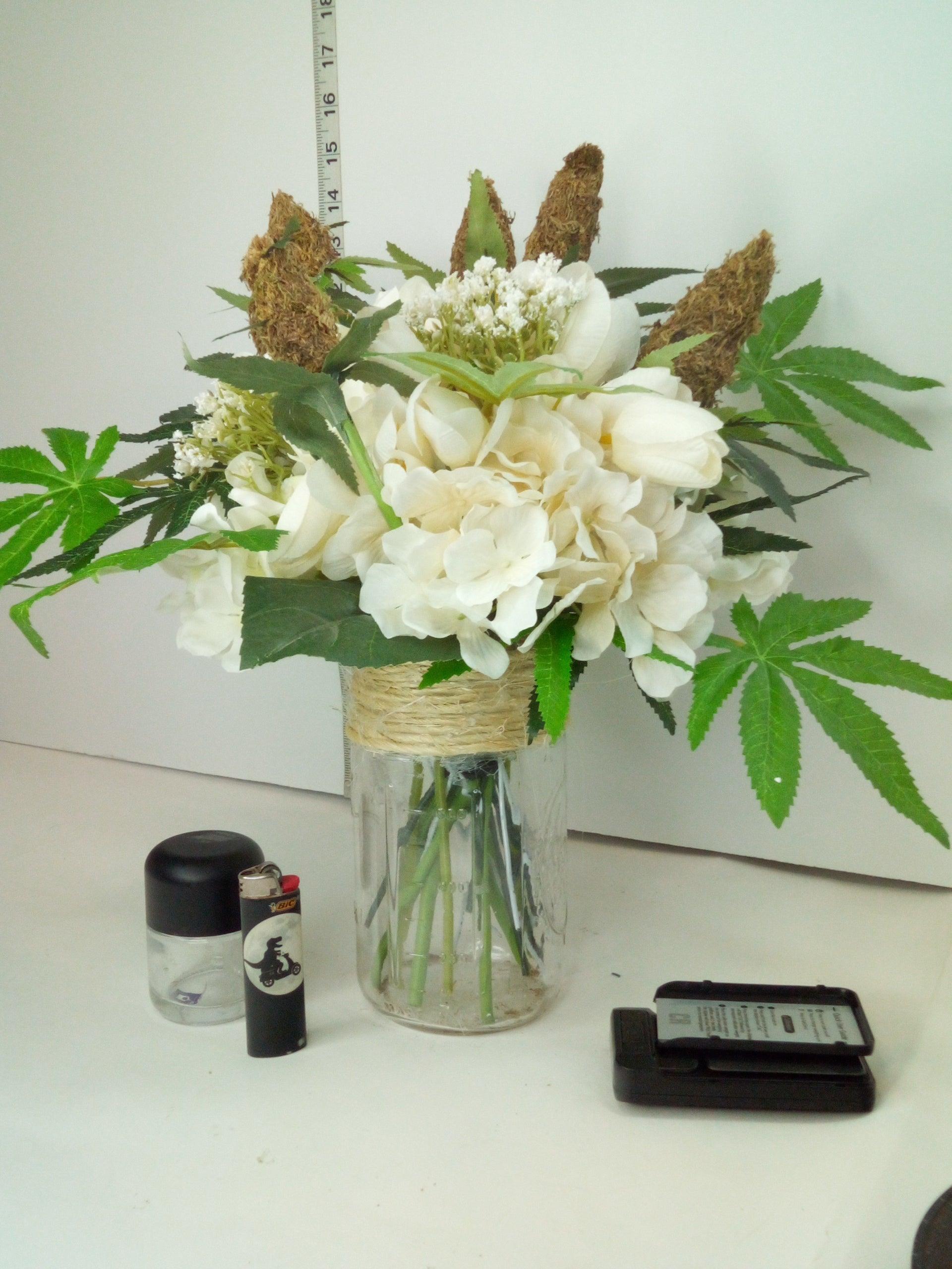 Stoner Weed Wedding Centerpiece Bouquet Fake Weed Artificial Marijuana Cannabis - FAUX-20 Decor