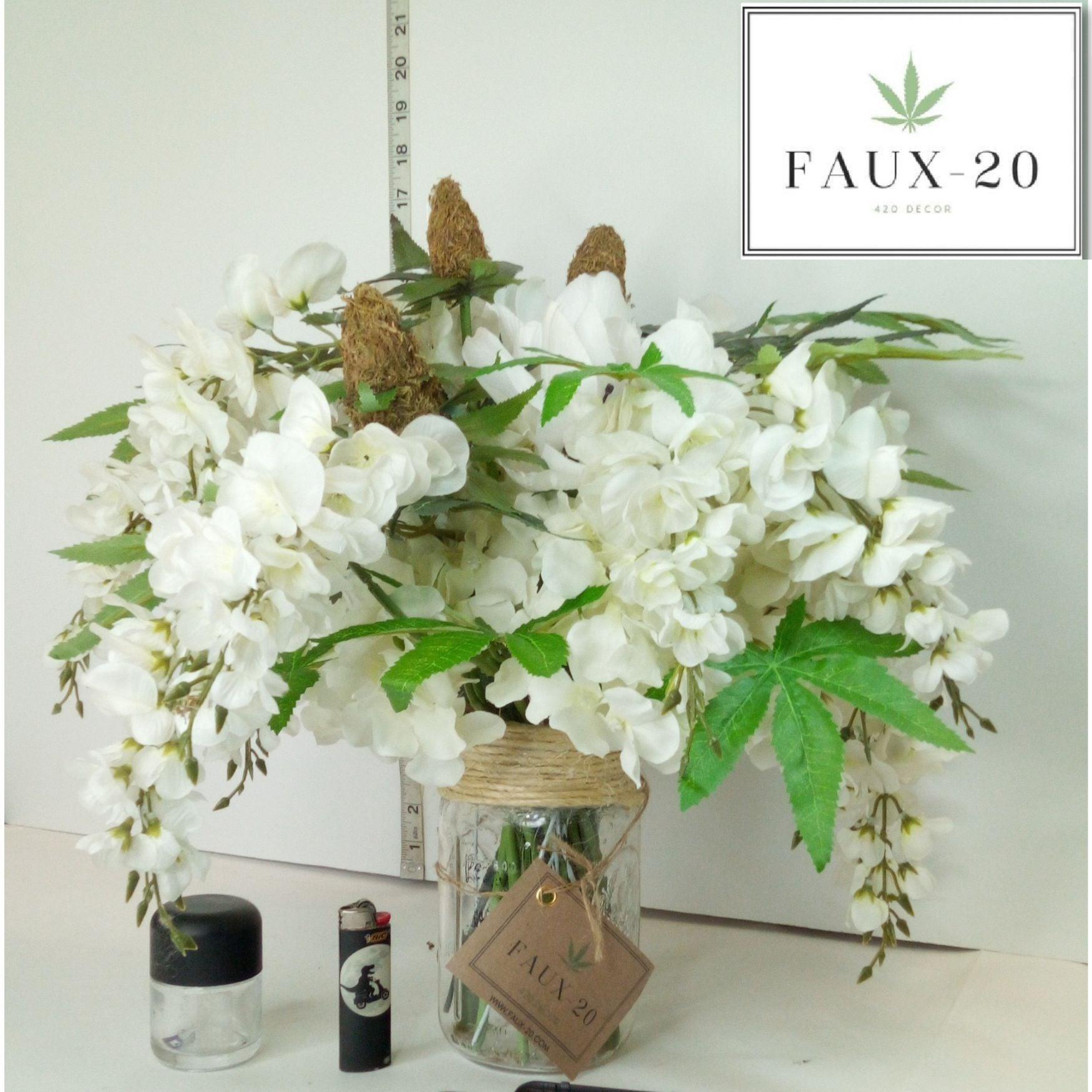 Stoner Weed Wedding Centerpiece Bouquet Fake Weed Artificial Marijuana Cannabis - FAUX-20 Decor