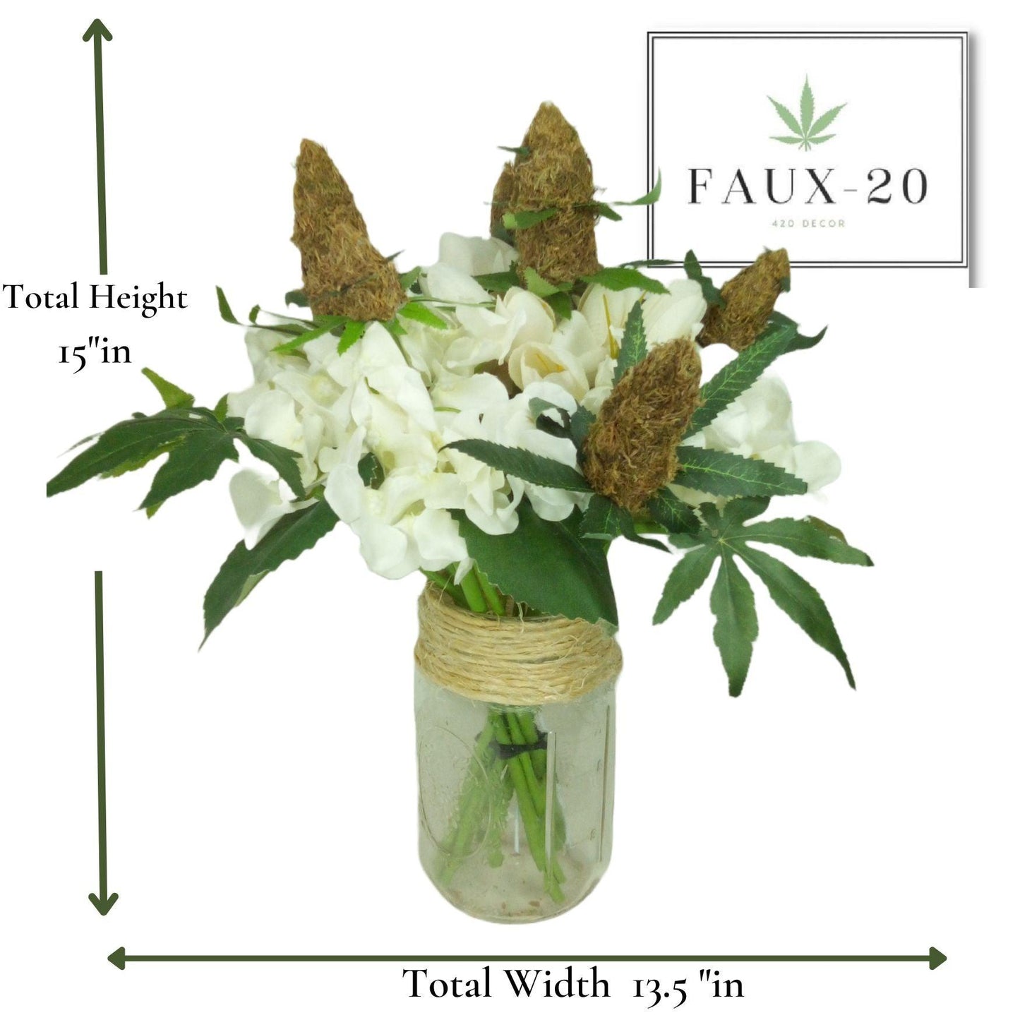 Stoner Weed Wedding Centerpiece Bouquet Fake Weed Artificial Marijuana Cannabis - FAUX-20 Decor