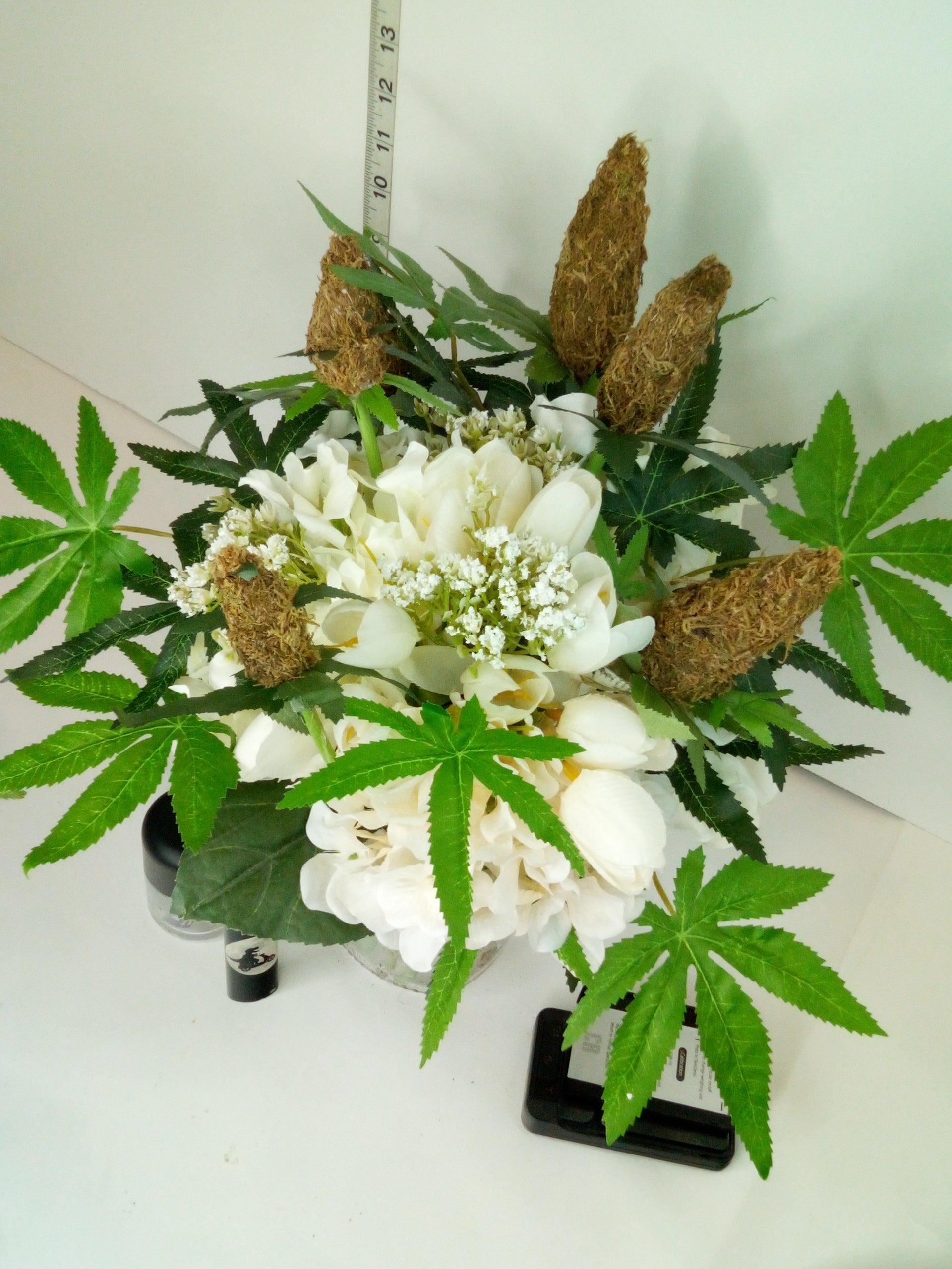 Stoner Weed Wedding Centerpiece Bouquet Fake Weed Artificial Marijuana Cannabis - FAUX-20 Decor