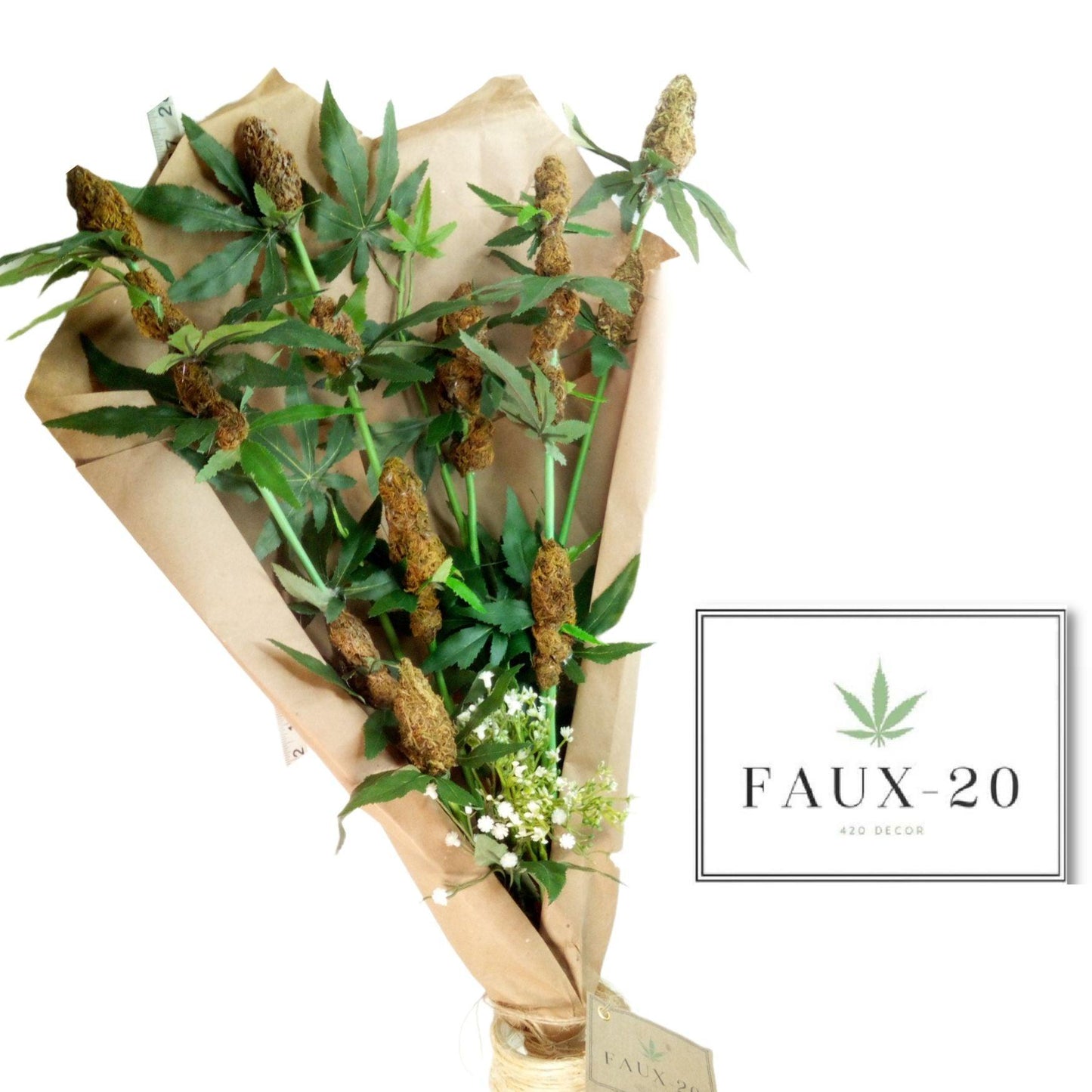 Weed Bouquet 5pc Fake Cannabis Hemp Artificial Marijuana Cannabis Weed 420 Decor - FAUX-20 Decor