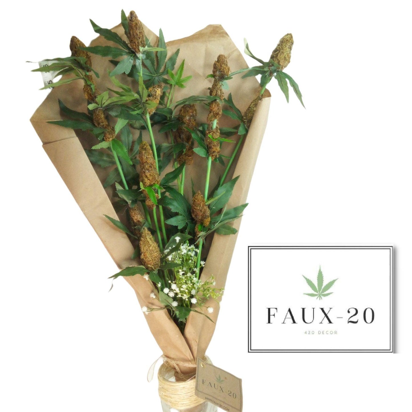 Weed Bouquet 5pc Fake Cannabis Hemp Artificial Marijuana Cannabis Weed 420 Decor - FAUX-20 Decor